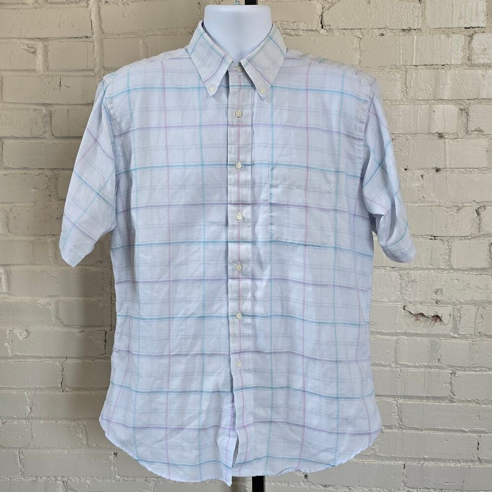 ​Vintage Hamer's Spokane Cambridge Oxford Pastel Plaid Short Sleeve Shirt USA